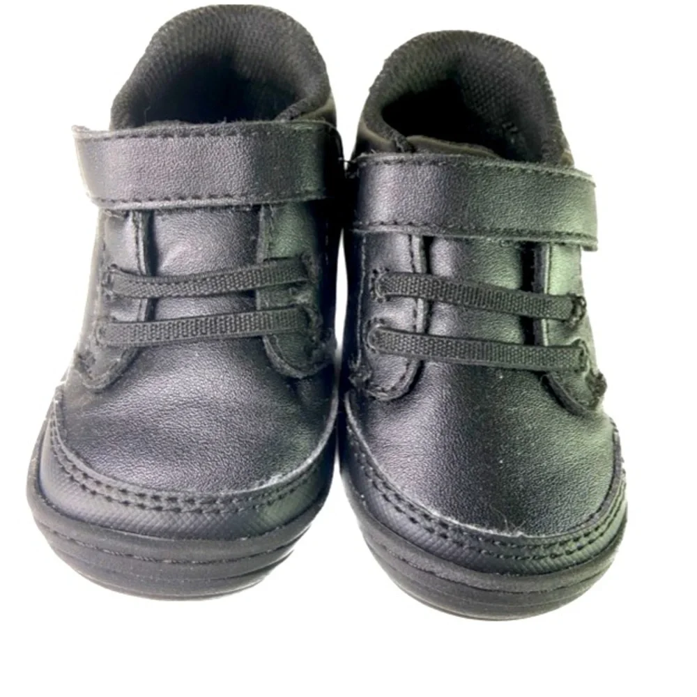 STRIDE RITE Toddler Boys Black Shoes Cushioned Insole Hook & Loop Strap Size 4.5 - Picture 3 of 8